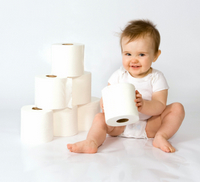 baby with toilet paper