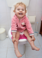 girl on potty with training seat and potty training problems