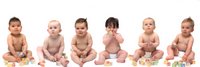 group of babies diapered
