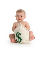 baby with money bag